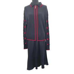 PRISTINE St. John Collection Black Novelty Knit Skirt & Jacket Set 12 Rare